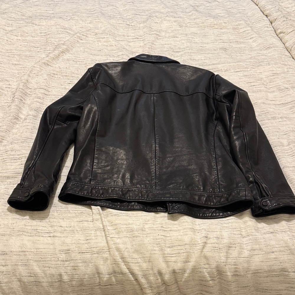 All Saints Men’s Black Leather Jacket - Picture 7 of 9
